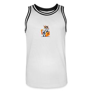 Einhorn - Männer Basketball-Trikot - Weiß/Schwarz - Vorne - AI Model Male 185 dark (185cm)