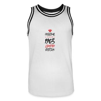 1963 Limited Edition - Men's Basketball Jersey - white/black - Front - AI Model Male 185 dark (185cm)