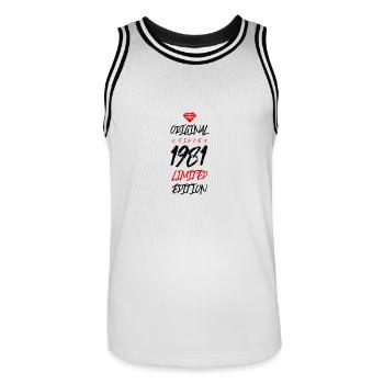 1981 limited edition - Männer Basketball-Trikot - Weiß/Schwarz - Vorne - AI Model Male 185 dark (185cm)