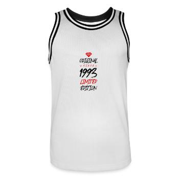 1993 limited edition - Männer Basketball-Trikot - Weiß/Schwarz - Vorne - AI Model Male 185 dark (185cm)