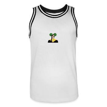 Women fashion style - Maillot de basket Homme - blanc/noir - Devant - AI Model Male 185 dark (185cm)