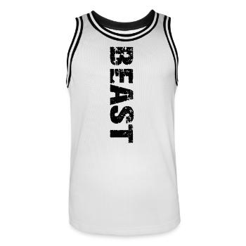 BEAST – Stärke und Selbstbewusstsein pur - Männer Basketball-Trikot - Weiß/Schwarz - Vorne - AI Model Male 185 dark (185cm)