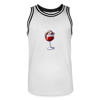 Cute Sloth Cartoon with Red Wine - Men's Basketball Jersey - white/black - Front - AI Model Male 185 dark (185cm)