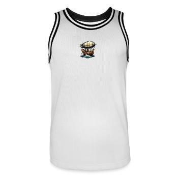 Luftschiff-Expedition über Wellen - Männer Basketball-Trikot - Weiß/Schwarz - Vorne - AI Model Male 185 dark (185cm)