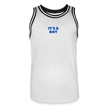 It's a Boy - Es ist ein Junge - Gender Reveal - Men's Basketball Jersey - white/black - Front - AI Model Male 185 dark (185cm)