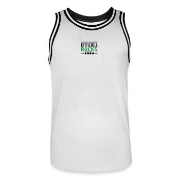 Kettlebell ROCKS 2.0 - Männer Basketball-Trikot - Weiß/Schwarz - Vorne - AI Model Male 185 dark (185cm)