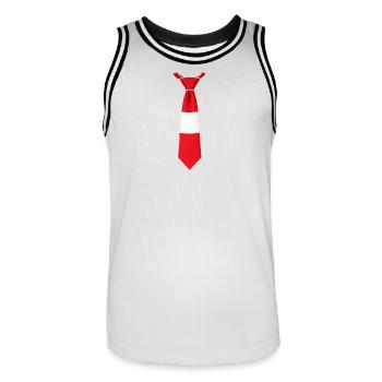 Cravate Lettonie – Conception du drapeau - Maillot de basket Homme - blanc/noir - Devant - AI Model Male 185 dark (185cm)