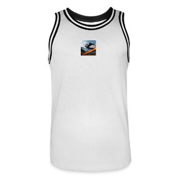 Drachenfeuer über Waldweg - Männer Basketball-Trikot - Weiß/Schwarz - Vorne - AI Model Male 185 dark (185cm)