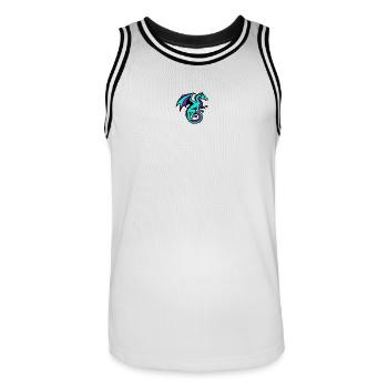 E-Sports Gaming Dragon | Modern Clan Logo - Men's Basketball Jersey - white/black - Front - AI Model Male 185 dark (185cm)