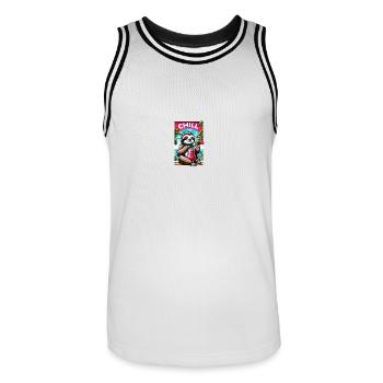 Chill - Men's Basketball Jersey - white/black - Front - AI Model Male 185 dark (185cm)