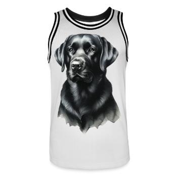 Noble Black Labrador Portrait Labrador - Men's Basketball Jersey - white/black - Front - AI Model Male 185 dark (185cm)