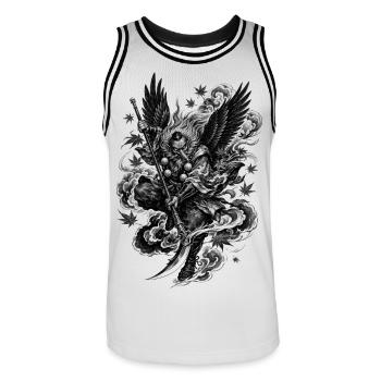 Tengu japonais dans le style de tatouage Irezumi - Maillot de basket Homme - blanc/noir - Devant - AI Model Male 185 dark (185cm)