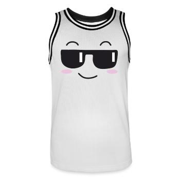 Sunglasses laugh face - Men's Basketball Jersey - white/black - Front - AI Model Male 185 dark (185cm)