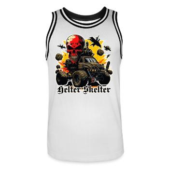 Monster truck with skull and full of destruction - Men's Basketball Jersey - white/black - Front - AI Model Male 185 dark (185cm)