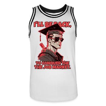 Cyborg robot with high school diploma - Men's Basketball Jersey - white/black - Front - AI Model Male 185 dark (185cm)