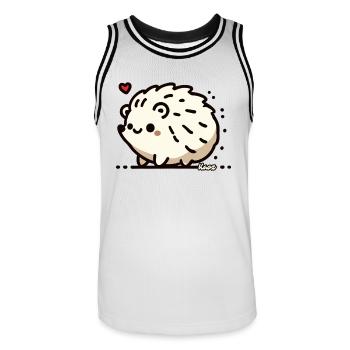 Mignon piquant, un hérisson avec un cœur - Maillot de basket Homme - blanc/noir - Devant - AI Model Male 185 dark (185cm)