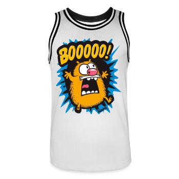 Drôle de hamster boo - Maillot de basket Homme - blanc/noir - Devant - AI Model Male 185 dark (185cm)
