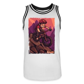 Vélo de montagne d’aventure Conception de vélo de montagne - Maillot de basket Homme - blanc/noir - Devant - AI Model Male 185 dark (185cm)
