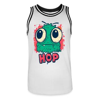 Cute Monster With Big Eyes Hop - Men's Basketball Jersey - white/black - Front - AI Model Male 185 dark (185cm)