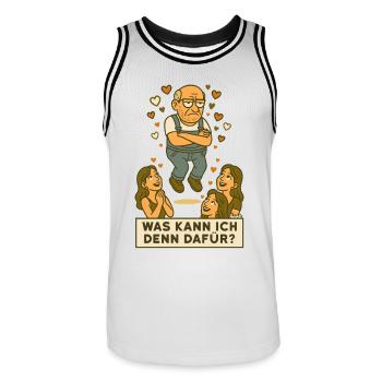 Grantiger Mann wird verehrt schwebt mit Herzchen - Männer Basketball-Trikot - Weiß/Schwarz - Vorne - AI Model Male 185 dark (185cm)