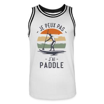 Je peux pas j'ai Paddle humour cadeau - Maillot de basket Homme - blanc/noir - Devant - AI Model Male 185 dark (185cm)