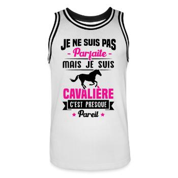 Je ne suis pas parfaite mais je suis cavalière - Maillot de basket Homme - blanc/noir - Devant - AI Model Male 185 dark (185cm)
