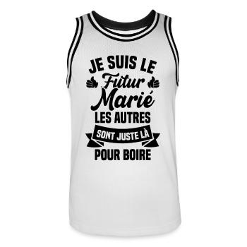 Je suis le futur marié humour cadeau futur marié - Maillot de basket Homme - blanc/noir - Devant - AI Model Male 185 dark (185cm)