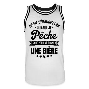 Ne me dérangez pas quand je pêche Humour cadeau - Maillot de basket Homme - blanc/noir - Devant - AI Model Male 185 dark (185cm)