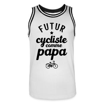 Futur cycliste comme papa - Maillot de basket Homme - blanc/noir - Devant - AI Model Male 185 dark (185cm)
