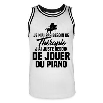J'ai Juste Besoin De Jouer Du Piano Humour Cadeau - Maillot de basket Homme - blanc/noir - Devant - AI Model Male 185 dark (185cm)