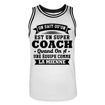 On sait qu'on est un super coach - Maillot de basket Homme - blanc/noir - Devant - AI Model Male 185 dark (185cm)