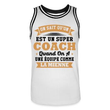 On sait qu'on est un super coach - Maillot de basket Homme - blanc/noir - Devant - AI Model Male 185 dark (185cm)