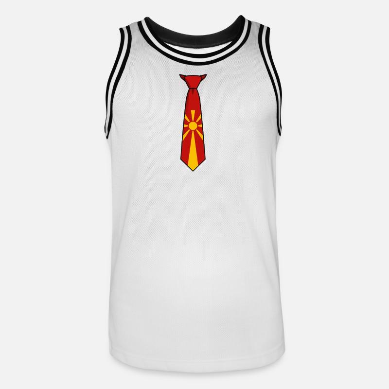 Cravate Macédoine – Conception du drapeau - Maillot de basket Homme - blanc/noir
