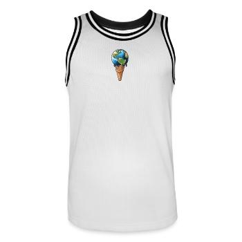 The earth is melting - Men's Basketball Jersey - white/black - Front - AI Model Male 185 dark (185cm)