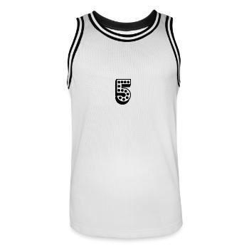 5. 5 ANS. 5e ANNIVERSAIRE. ANNIVERSAIRE 5 ANS. 5. - Maillot de basket Homme - blanc/noir - Devant - AI Model Male 185 dark (185cm)