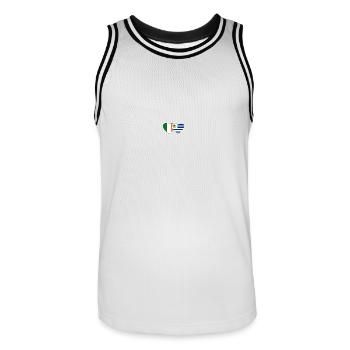 Irland Uruguay Herz Flagge - Männer Basketball-Trikot - Weiß/Schwarz - Vorne - AI Model Male 185 dark (185cm)