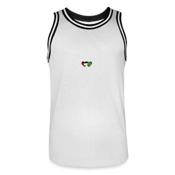Palestine Brésil Drapeau Coeur - Maillot de basket Homme - blanc/noir - Devant - AI Model Male 185 dark (185cm)
