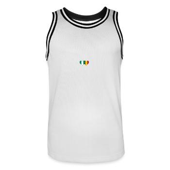 Nigeria Belgien Flagge Herz - Männer Basketball-Trikot - Weiß/Schwarz - Vorne - AI Model Male 185 dark (185cm)