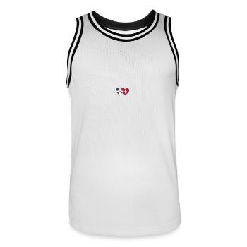République dominicaine Suisse Flag Heart - Maillot de basket Homme - blanc/noir - Devant - AI Model Male 185 dark (185cm)