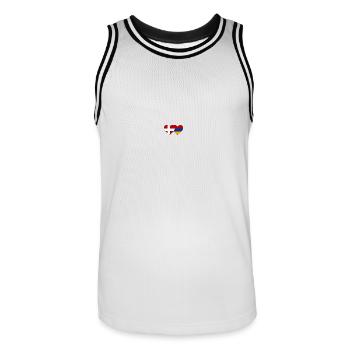 Danemark Arménie Flag Coeur - Maillot de basket Homme - blanc/noir - Devant - AI Model Male 185 dark (185cm)