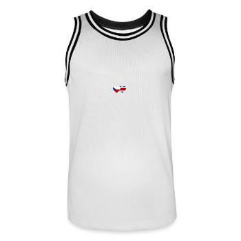 Coeur de drapeau de la République tchèque Costa Rica - Maillot de basket Homme - blanc/noir - Devant - AI Model Male 185 dark (185cm)