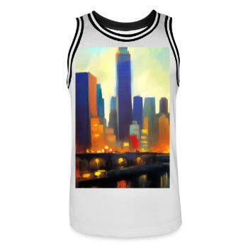 Horizon de la ville de New York - Maillot de basket Homme - blanc/noir - Devant - AI Model Male 185 dark (185cm)