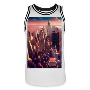 Horizon de la ville de New York - Maillot de basket Homme - blanc/noir - Devant - AI Model Male 185 dark (185cm)