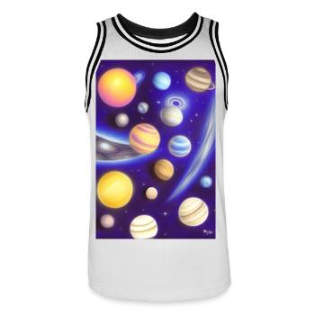 Weltall und Planeten - Männer Basketball-Trikot - Weiß/Schwarz - Vorne - AI Model Male 185 dark (185cm)