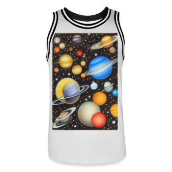 Weltall und Planeten - Männer Basketball-Trikot - Weiß/Schwarz - Vorne - AI Model Male 185 dark (185cm)