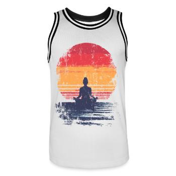 Sonnenuntergang Meditation - Männer Basketball-Trikot - Weiß/Schwarz - Vorne - AI Model Male 185 dark (185cm)