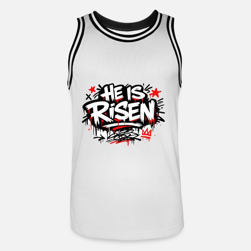 He is Risen Graffiti Easter - Men's Basketball Jersey - white/black
