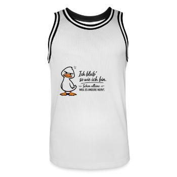 Ich bleib so wie ich bin, weil es andere stört - Männer Basketball-Trikot - Weiß/Schwarz - Vorne - AI Model Male 185 dark (185cm)