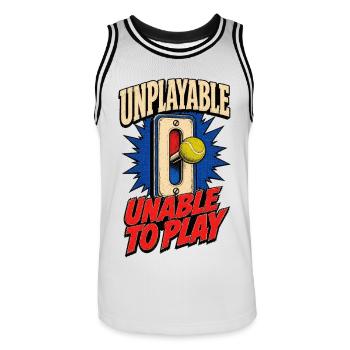 Unplayable – Unable to Play  - Männer Basketball-Trikot - Weiß/Schwarz - Vorne - AI Model Male 185 dark (185cm)