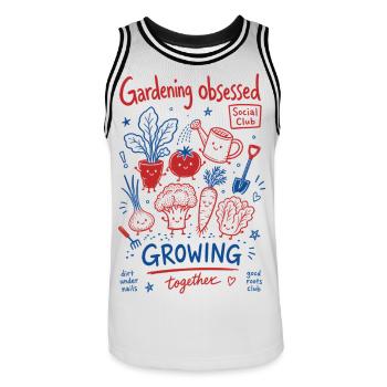 Jardinage urbain Jardinage obsédé par la culture - Maillot de basket Homme - blanc/noir - Devant - AI Model Male 185 dark (185cm)